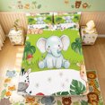thumbnail image 5 of Manfei Cute Giraffe Elephant Queen Sheets, Dreamy Cartoon Animal Queen Sheet Sets, White Green, 4pcs, 1 Flat Sheet, 1 Fitted Sheet and 2 Pillowcases, 5 of 6