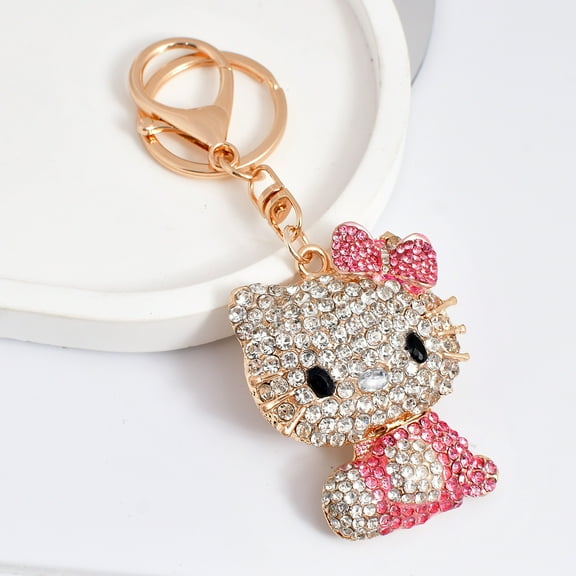 HELANHO Cartoon Hello Kitty Car Keychain - Sparkling Metal Keyring with Cute Charm Pendant - Perfect Christmas Gift & Birthday Present QQH63-1845