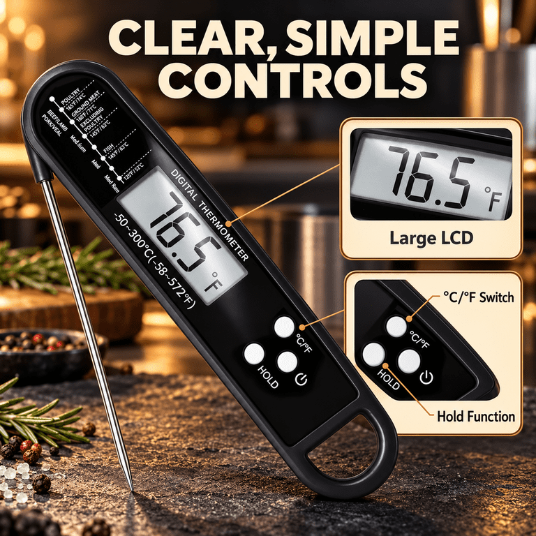 Alifecxwwy Digital Meat Thermometer, Black photo 3