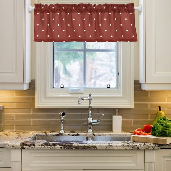 White Dot Curtain Valance 54x18in Treatment Decor Blackout Rod Pocket for Windows Living Room Kitchen