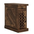 thumbnail image 3 of Rustic Narrow End Table with Drawer & Cabinet, 11.8" Slim Nightstand for Small Spaces, Farmhouse Side Table with Storage Shelf, for Living Room or Bedroom – Vintage Brown, 3 of 13
