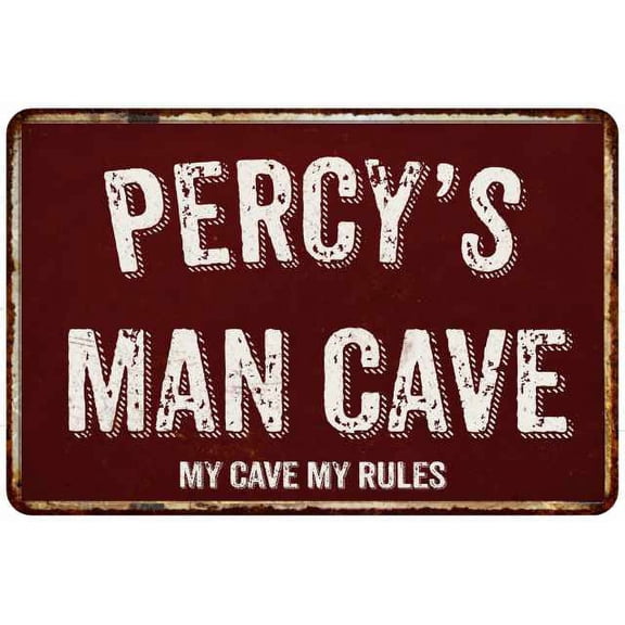 PERCY'S Man Cave Red Grunge Sign 8 x 12 High Gloss Metal Sign 208120003212