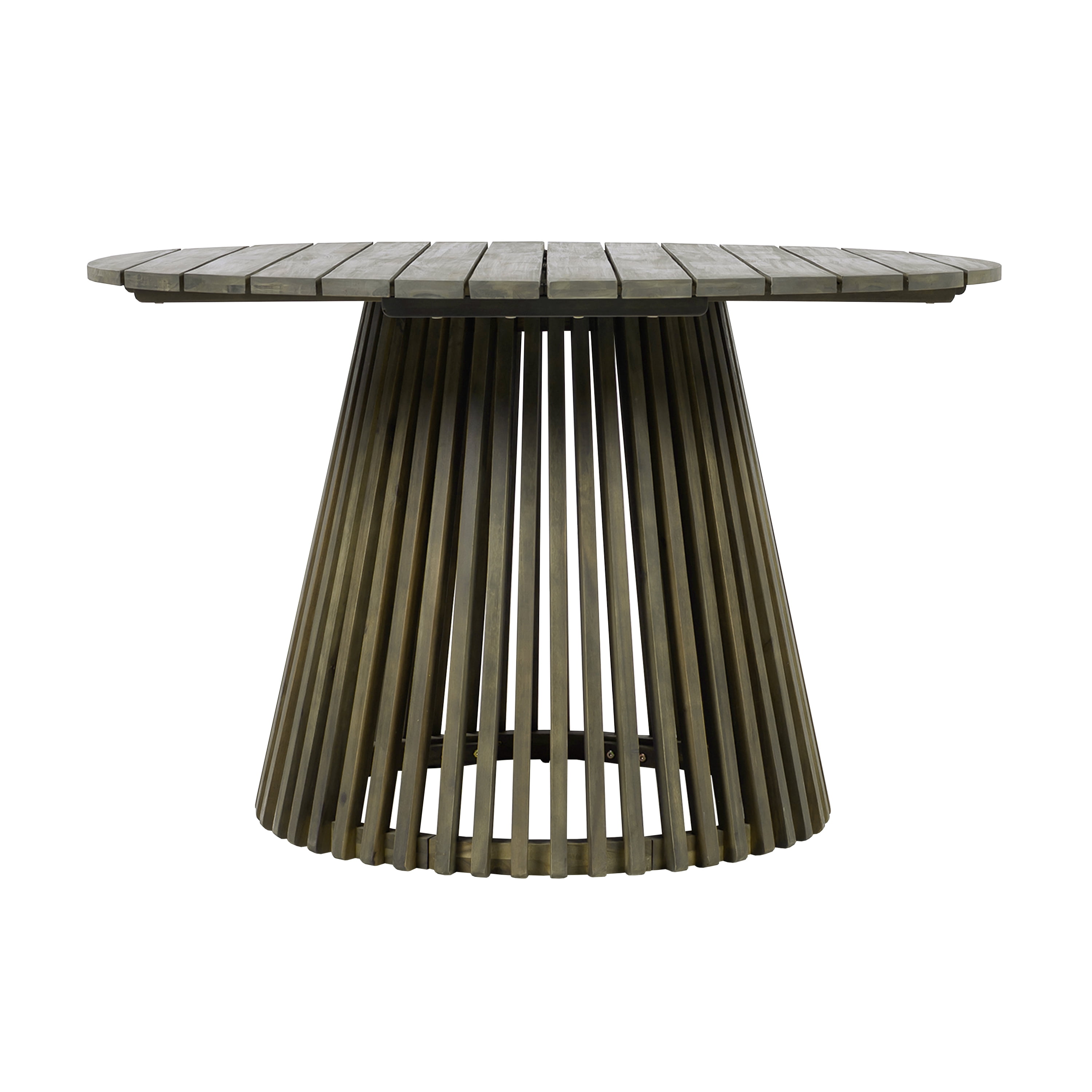 Patio Dining Table 47.25 Inch, Outdoor Acacia Wood Extra Large Round Table for Backyard, Grey