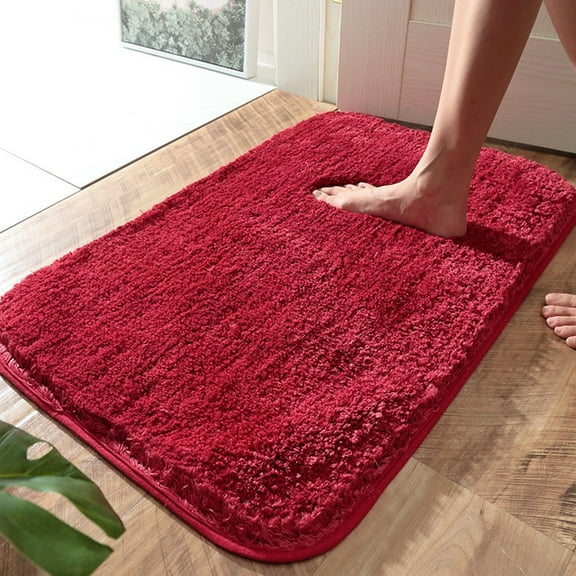 Bath Rug, Non-Slip Absorbent Bath Mat, High Pile Plush Floor Mat for Shower Tub, Machine Washable Quick Dry Bathroom Carpet, Soft Home Decor