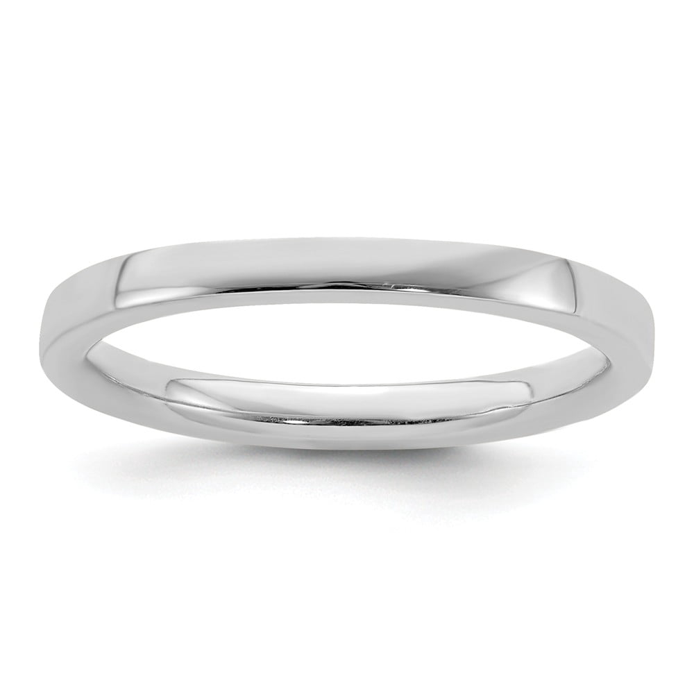 Flat Plate Rings Sterling Silver Stackable Expressions Rhodium Plated Polished Flat Ring ...