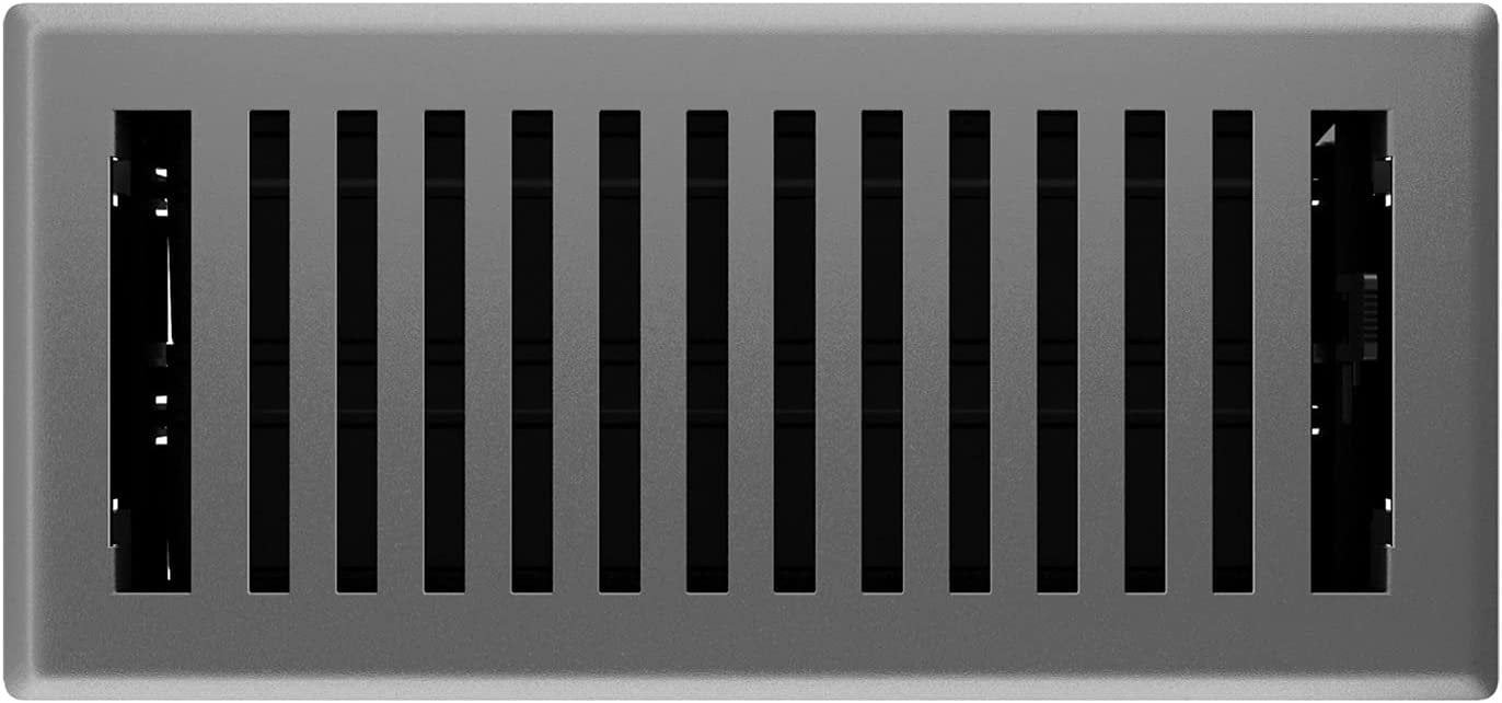 2-pack Imperial Montezuma Floor Register Classic Style - Adjustable Steel - 2 Pack, 4 x 10 Inch, Gray — Residential Use, Standard Application