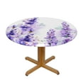 thumbnail image 2 of YFYANG Round Fitted Table Cloth, Waterproof Purple Lavender Watercolor Doodle Pattern Polyester Table Cover, Indoor Outdoor Decorative Tablecloths with Elastic Edge, 2 of 7