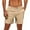 Khaki, variant on Men's Linen Casual Classic Short Elastic Waist Summer Beach Lightweight Board Slim-Fit with Pockets