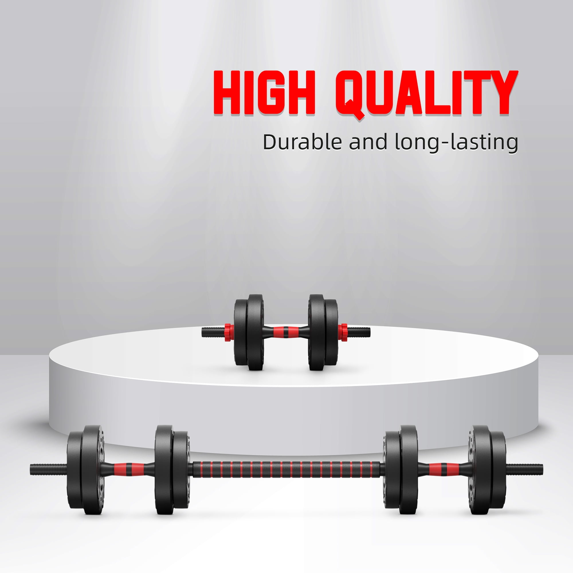 Signature Fitness Adjustable Dumbbell Set, Portable Design with Changeable Weight Plates and Non-Slip Handles for Home Gym Workouts
