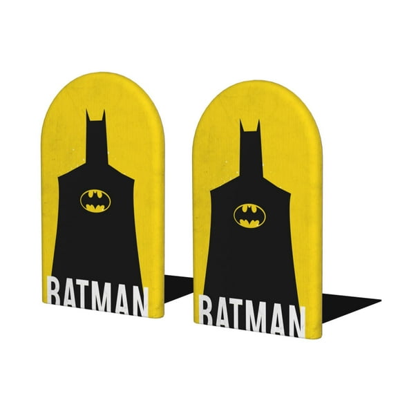 Batman Wood Bookends For Shelves Non-Slip Book Holders Decorative Room Office School Home Desktop Shelf (1 Pair)