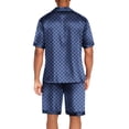 thumbnail image 3 of Ekouaer Men Satin Silk Pajamas Set with Pockets Sleepwear Shorts Satin Summer Loungewear 2 Piece Button Down Set, 3 of 6