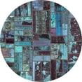 thumbnail image 1 of Ahgly Company Indoor Round Patchwork Light Blue Transitional Area Rugs, 3' Round, 1 of 4