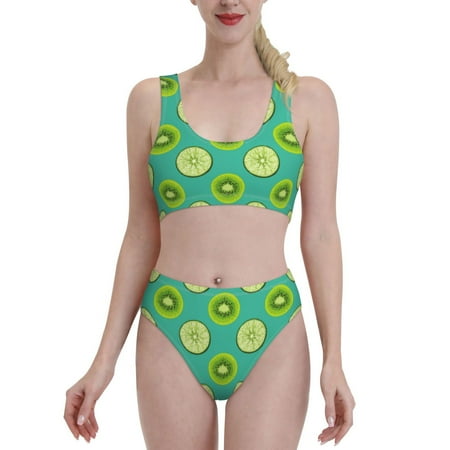 Bikini Sets For Women  Kiwi Lemon High Waisted Bikini Sets Bathing Suit 2-Piece Drawstring Swimsuit