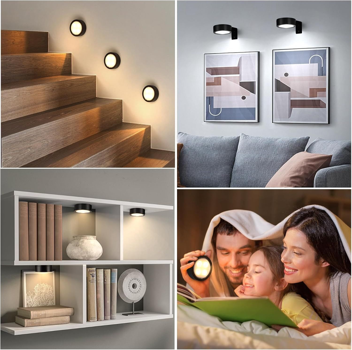 9-Pack Black Picture Lights for Wall,Battery Operated with Remote and Timer,,3 Color Temperatures & Dimmable,Art Display Light for Picture Frame Artworking Portrait,Wireless Wall Decor Puck Lights