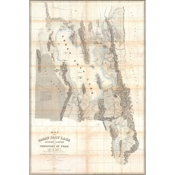 24"x36" Gallery Poster, 1852 Stansbury Map of Utah and the Great Salt LakeGreatSaltLake2 stansbury 1852