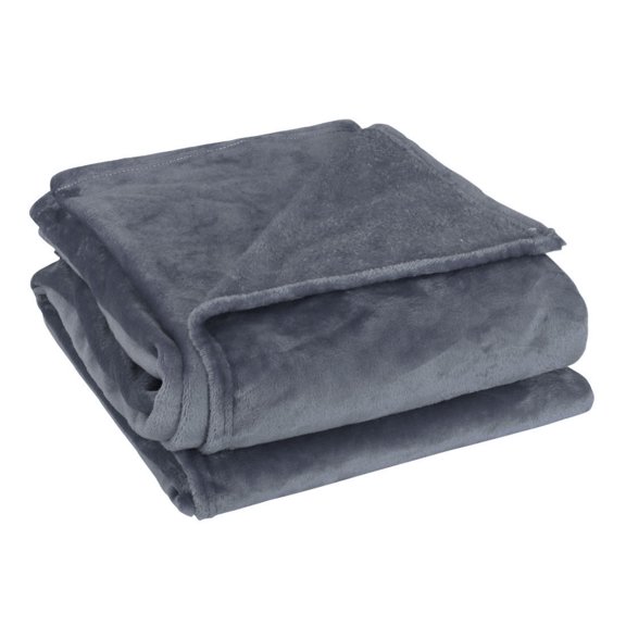 PiccoCasa All-Season Flannel Fleece, 1 Piece Twin(59' x 78')Blanket, Dark Gray
