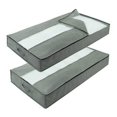 thumbnail image 2 of 2 Pack Underbed Storage Bag Organizer , With High Density Handles And 1 Clear Window, Sturdy Oxford Fabric Blanket Comforter Storage, 2 of 5