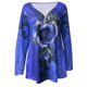 thumbnail image 5 of Blusa informal de manga larga con cuello en V y estampado retro con botones para mujer a la moda Fridja  hj3922, 5 of 5
