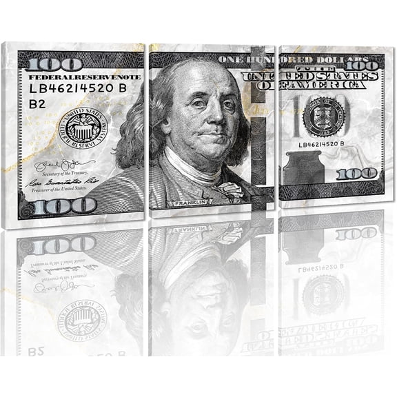 Hieng Dollar Money Canvas Wall Art Decor Vintage 100 Dollar Bill Motivational Poster Painting for Home Decor and Office Living Room Artwork Unframed