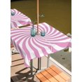 thumbnail image 2 of Outdoor Tablecloth with Umbrella Hole for Patio/Picnic/Party/Camping, Pink White Waterproof Table Cloth Square Cover Washable, Farmhouse Striped Spiral Vortex Abstract (54"x 54"), 2 of 9