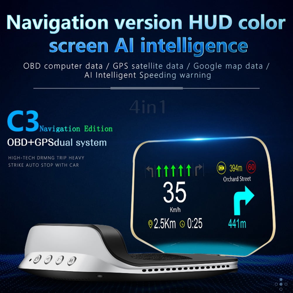 Car HUD Navigation OBD2 Speedometer HD Display Brake Test Clear - Walmart.com