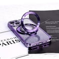 thumbnail image 5 of Case for iPhone 14 Plus with Holder Stand,Glitter Plated Bling Luxury Phone Case（Compatible with MagSafe） Shockproof Kickstand Design for iPhone 14 Plus-Purple, 5 of 11
