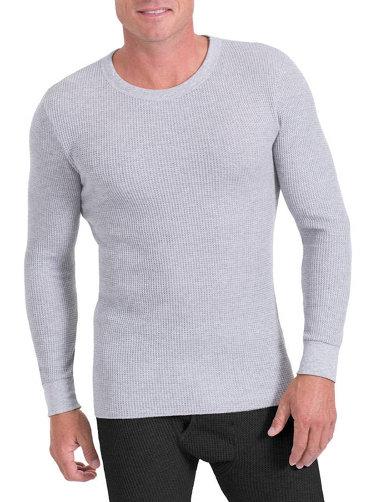 NEW Mens Fruit of the Loom Thermal CREW Top-Gray Large Size! 