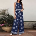 thumbnail image 5 of Enjoytime Vacation Outfits for Women Printed Travel Casual 2 Piece Sets Crew Neck Sleeveless Tops Wide Leg Pants Matching Set, 5 of 6