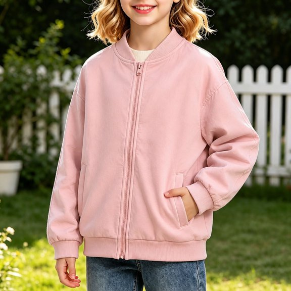 Bigetiay Girls Casual Autumn Winter Hoodie Jacket for Kids with Relaxed Fit Outerwear Everyday Wear, Size 5-6 Years