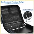 thumbnail image 4 of Zipper Binder with Shoulder Strap 2 inch 3 Ring Waterproof File Folder Organizer Bag 500 Sheet Deep Gray Feathers and Pinecones, 4 of 8