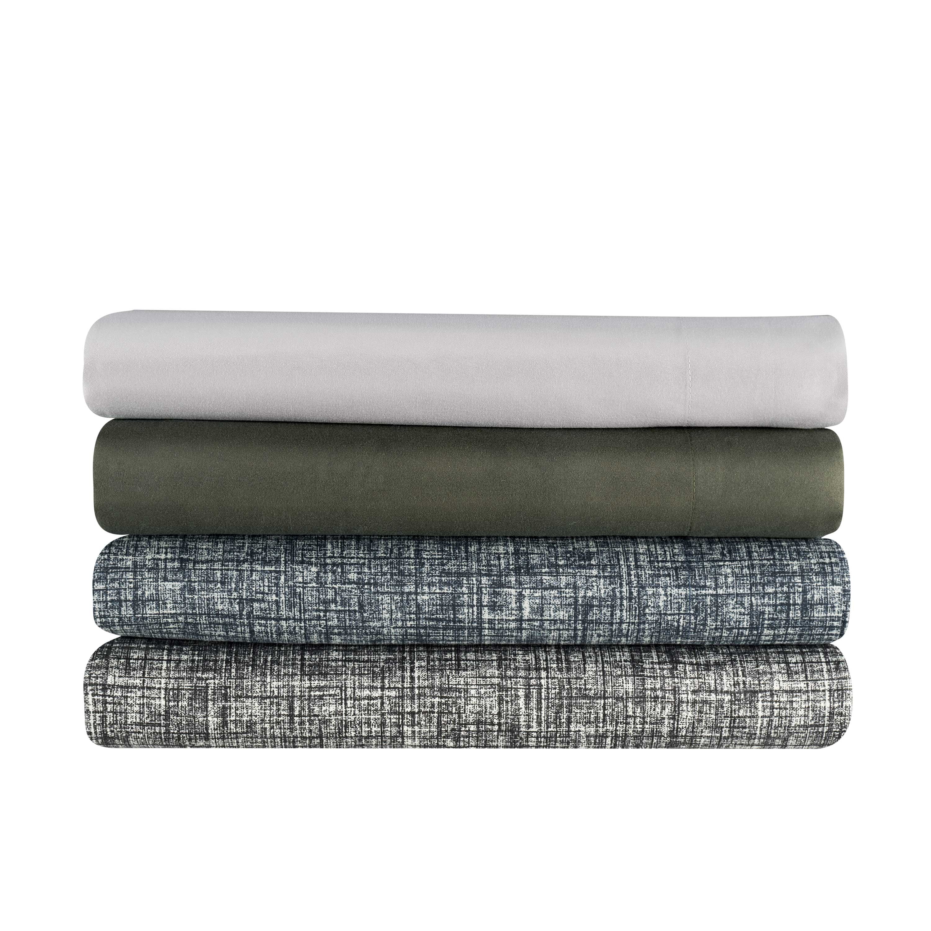 Martex Easy Living 3-Piece Twin Microfiber Sheet Set | Brushed Soft Easy Care | Gray Crosshatch