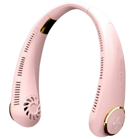 

Yajoied [Regular] 3000mAh Cherry Pink] Lazy neck hanging fan Folding leafless neck hanging electric fan