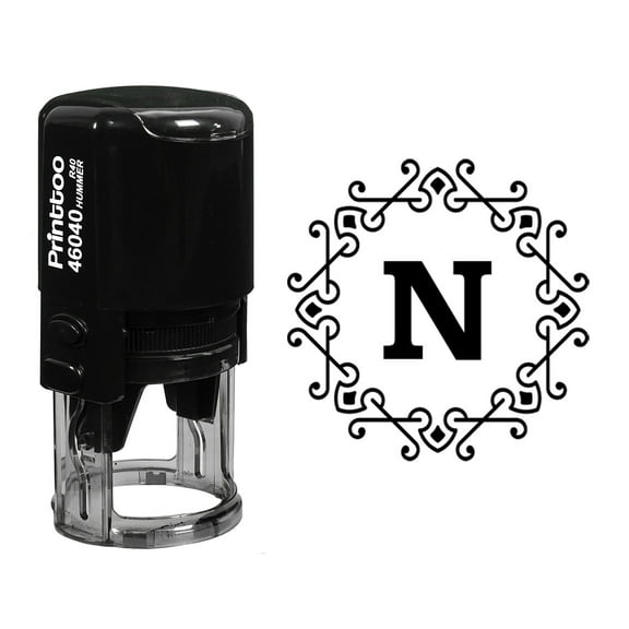 Printtoo Self Inking Octagon Celtic Swirl Frame Alphabet N Monogram Initial Office Stationary R-40 Rubber Stamp-Black