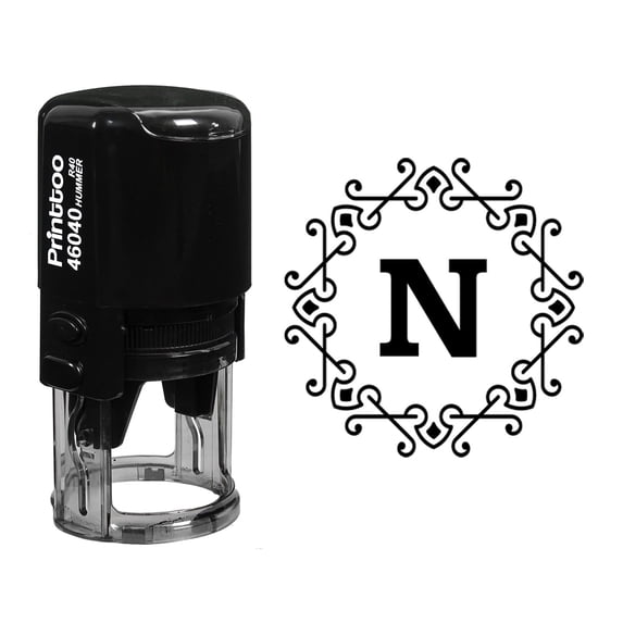 Printtoo Self Inking Octagon Celtic Swirl Frame Alphabet N Monogram Initial Office Stationary R-40 Rubber Stamp-Black