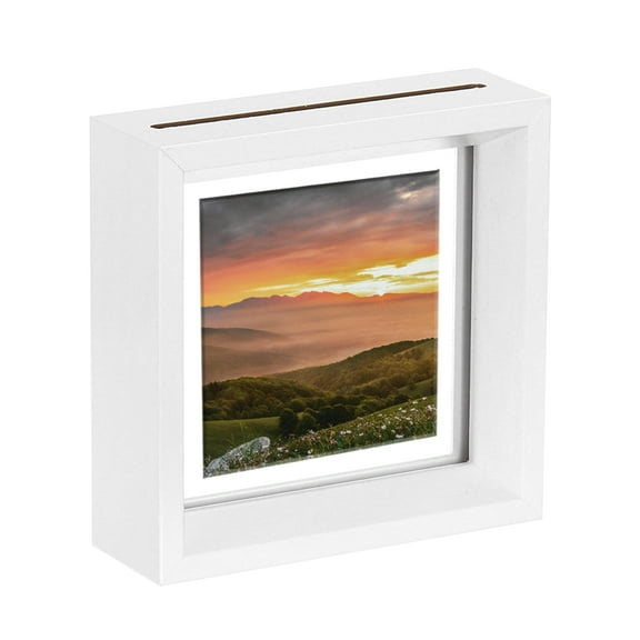 Uxcell Floating Frame, 4x4 Inch Wood Pictures Frames for Pressed Flowers Standing Wall Hanging Picture, White