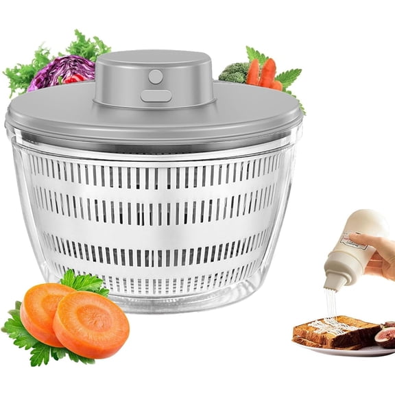 Electric Salad Spinner 4.2-Quart Lettuce spinner,Fruit cleaner spinner Vegetable Dryer,Fruit Washer with Bowl and Colander,Salad Dryer Mixer for Vegetables,Greens, Herbs, Berries