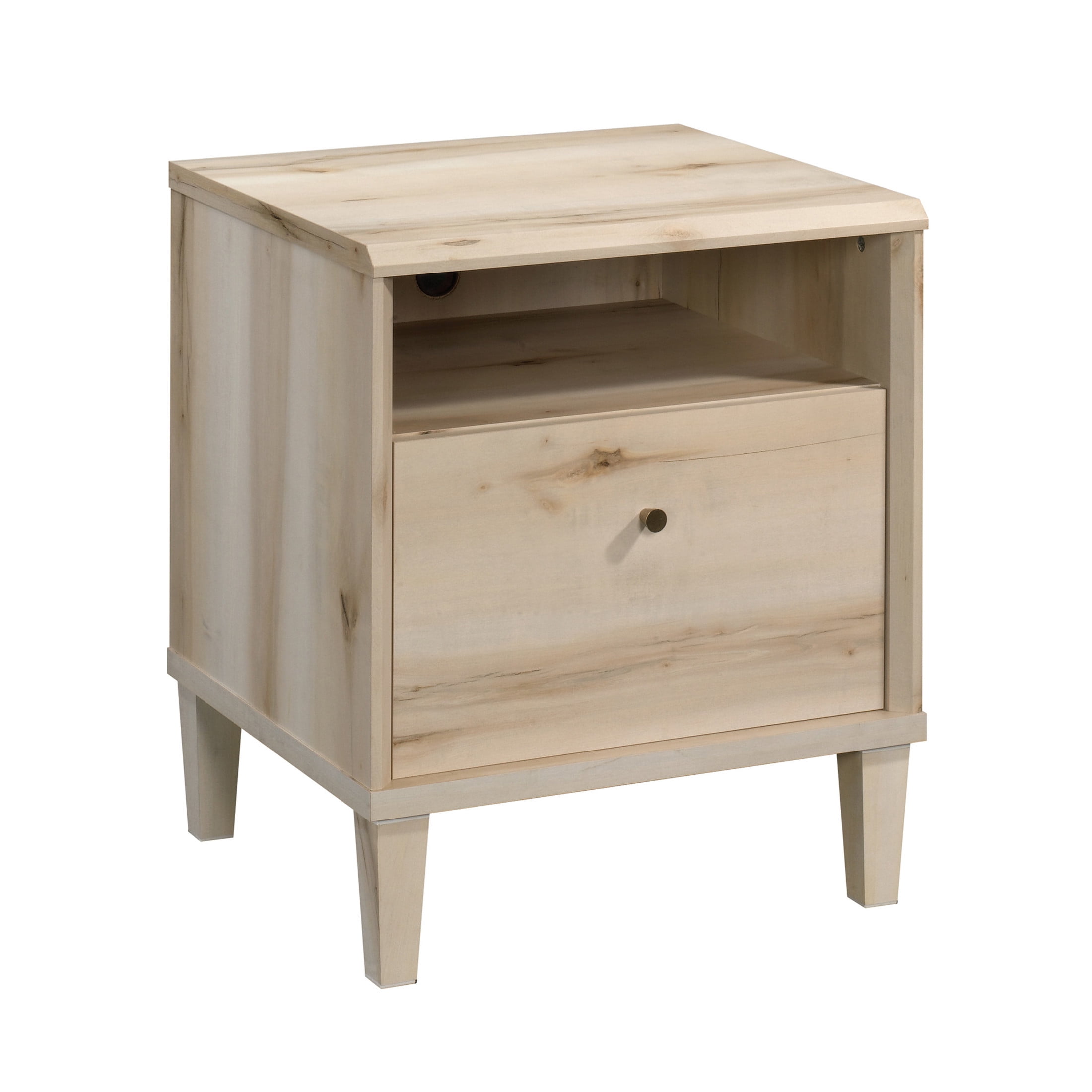 Sauder Willow Place 1-Drawer Nightstand with Open Shelf Storage, Pacific Maple Finish