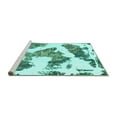 thumbnail image 2 of Ahgly Company Machine Washable Indoor Round Abstract Turquoise Blue Modern Area Rugs, 7' Round, 2 of 4