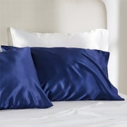 U by Bedsure Satin Pillowcase 2 Pack King 20x36 with Envelope Closure for Hair and SkinNavy