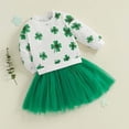 thumbnail image 4 of YTCAMLO Toddler Girls Tulle Tutu Dresses Casual Long Sleeve Crewneck Swing Dress A Line Tiered Dress Comfy St Patricks Day Outfits, Green 12-18 Months, 4 of 7