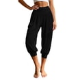 thumbnail image 2 of Capri Pants for Women Solid Plus Size Harem Joggers High Waist Yoga 7/8 Casual Womens Pants Black L, 2 of 5