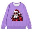 thumbnail image 1 of PMVFHDE Chandail à Capuchon et Chandails en Molleton pour Filles Imprimé Manches Longues Col Rond avec Poche Chandail Confortable Doux Décontracté pour Enfants Saison des Fêtes Violet, 4-5 Ans, 1 of 4