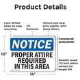 thumbnail image 2 of (2 Pack) Proper Attire Required In This Area OSHA Notice Sign 14 Inch X 10 Inch Plastic Sign, Weather Resistant, UV Protected for Workplace, Business, and Construction Site, Made in the, 2 of 8