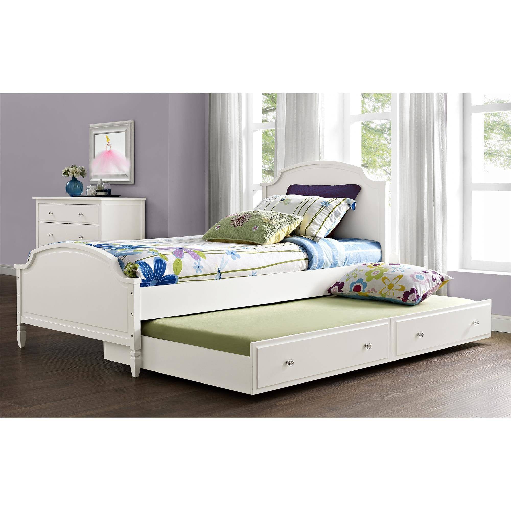 white full bed with trundle