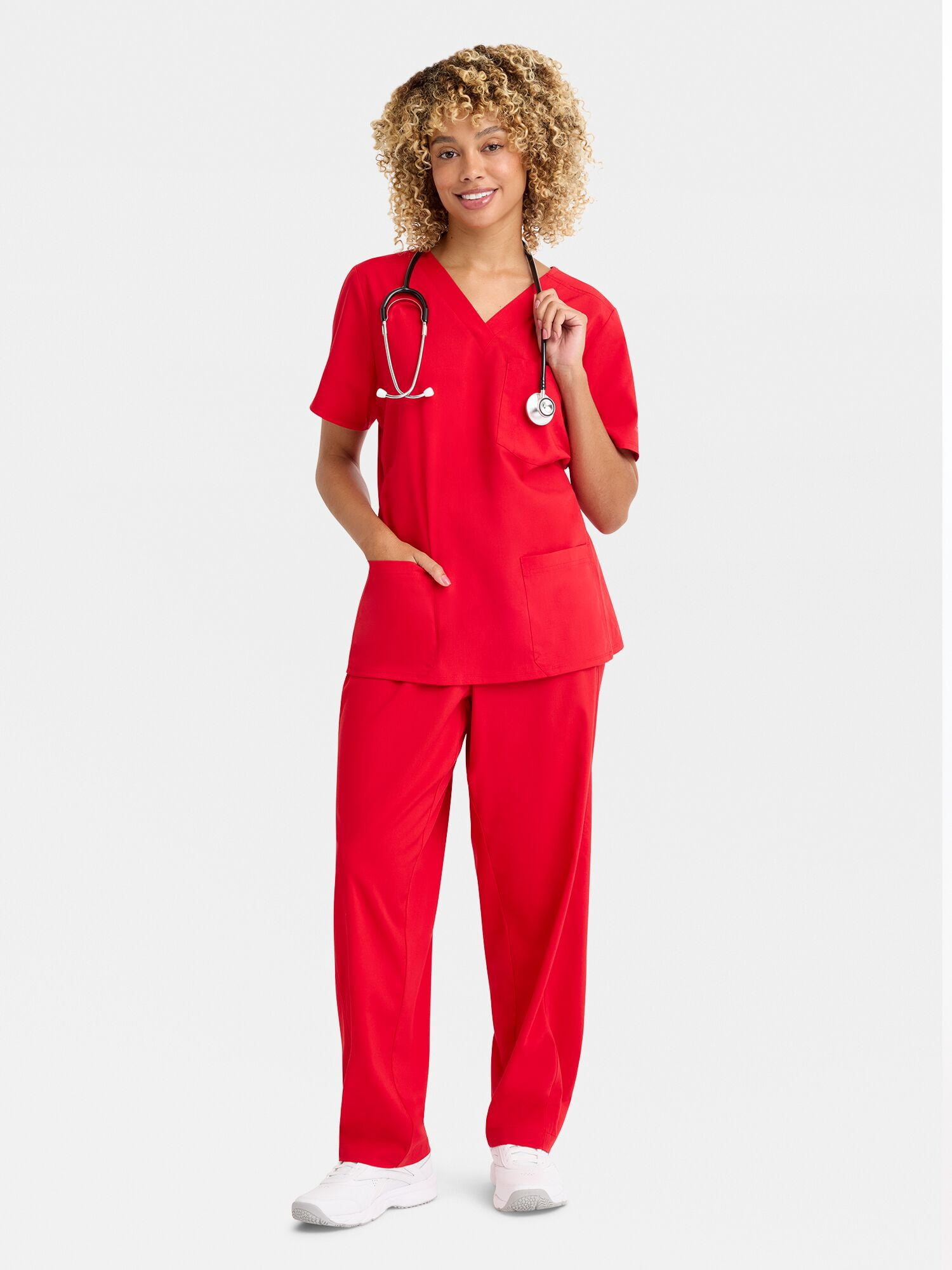 Reebok Women's Tech Comfort 3 Pocket V Neck Scrub Top, 1 Pack, Sizes S - 3XL