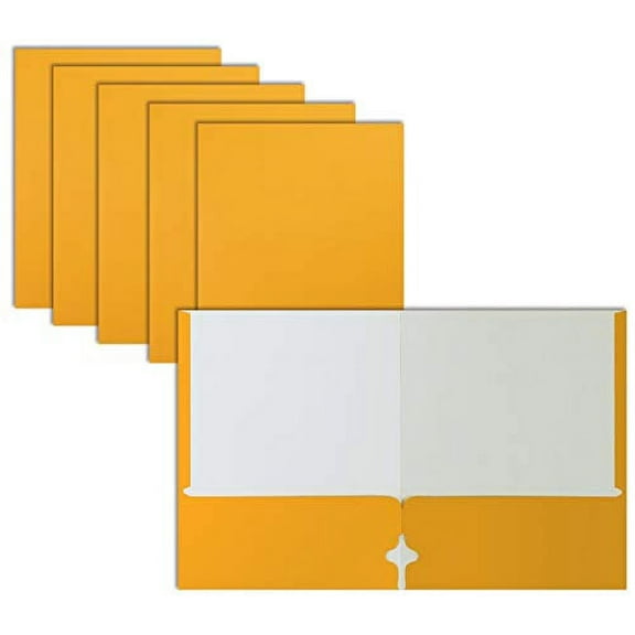 Two Pocket Portfolio Folders, 50-Pack, Dark Yellow, Letter Size Paper Folders, by Better Office Products, 50 Pieces, Dark Yellow