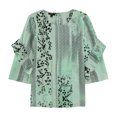thumbnail image 1 of Alfani Womens Ruffled-Sleeve Pullover Blouse, Green, Small, 1 of 1
