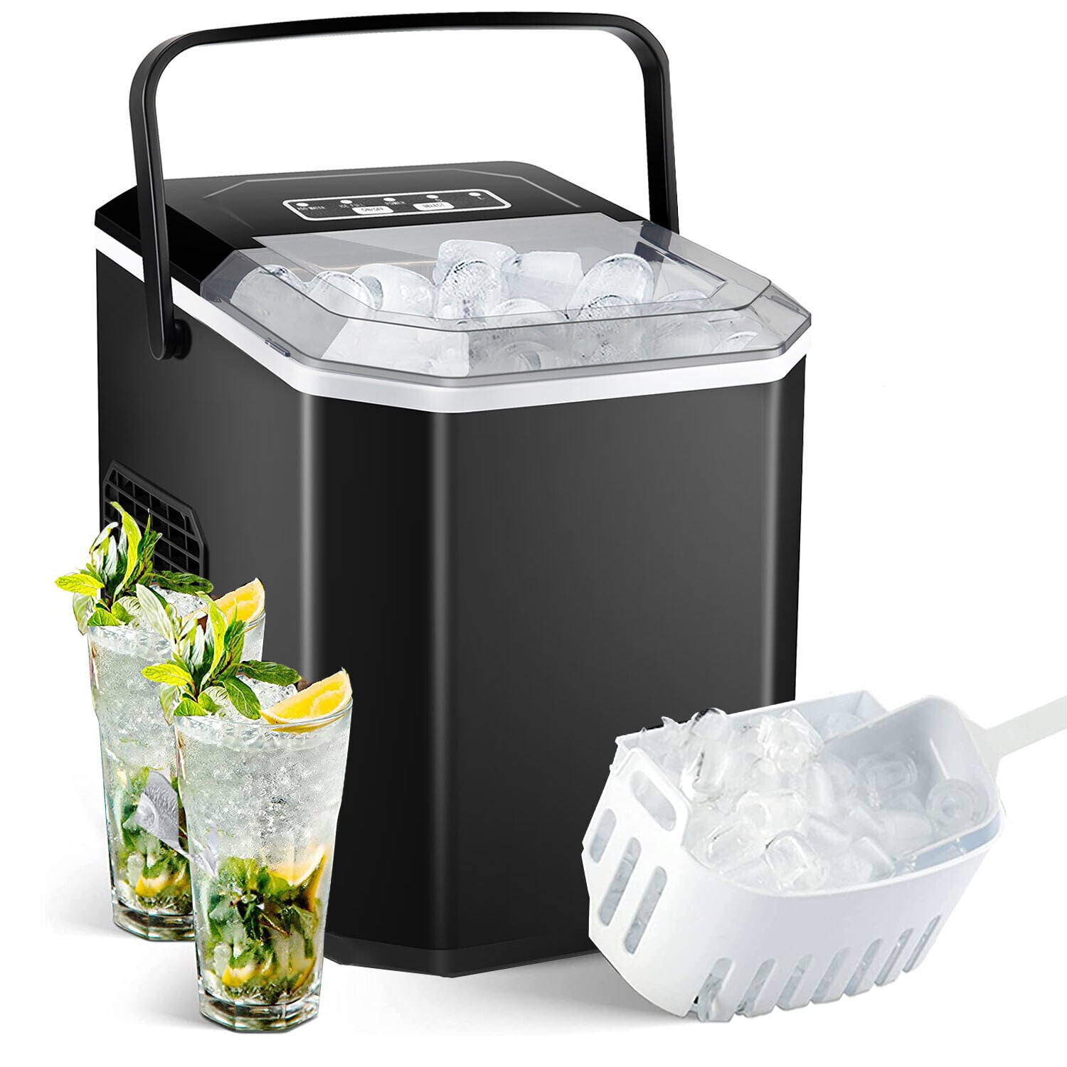 FOOING Countertop Ice Maker, SelfCleaning Portable Ice Maker Machine
