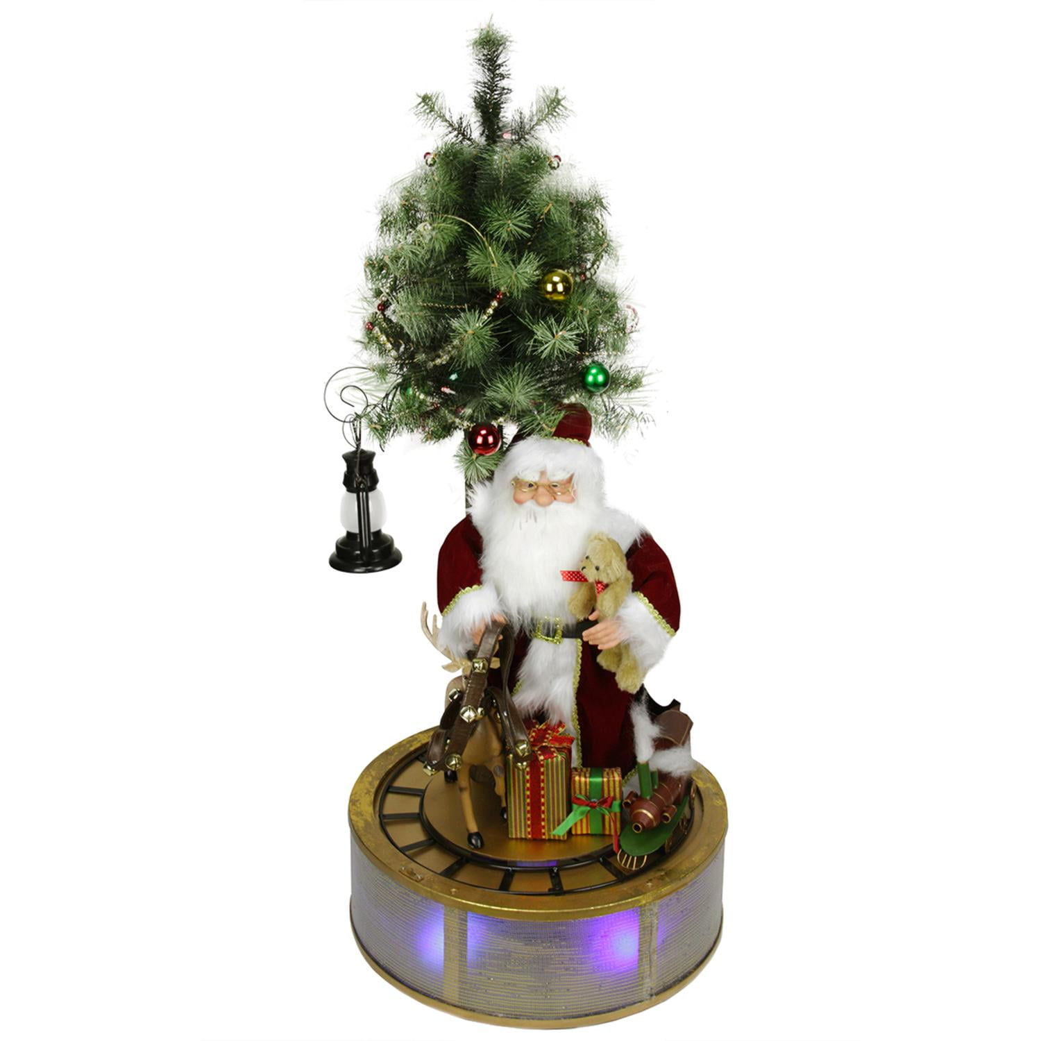 4 Animated And Musical Lighted Led Santa Claus With Tree And