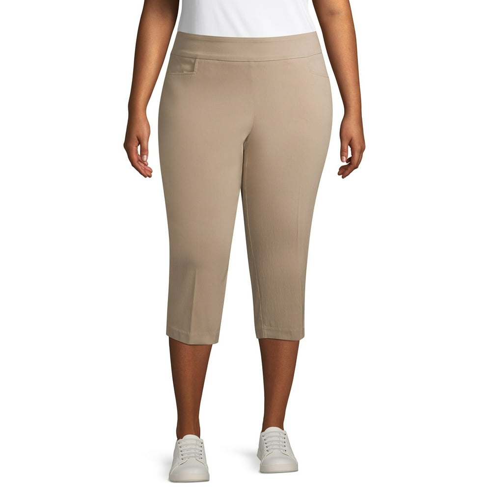 Terra & Sky Terra & Sky Women's Plus Size Stretch Woven Capri Pants